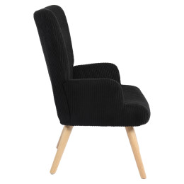 Πολυθρόνα ArteLibre LIRA Μαύρο Ύφασμα Κοτλέ/Ξύλο 94.5x64x70.5cm