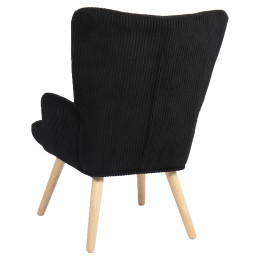 Πολυθρόνα ArteLibre LIRA Μαύρο Ύφασμα Κοτλέ/Ξύλο 94.5x64x70.5cm