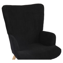 Πολυθρόνα ArteLibre LIRA Μαύρο Ύφασμα Κοτλέ/Ξύλο 94.5x64x70.5cm