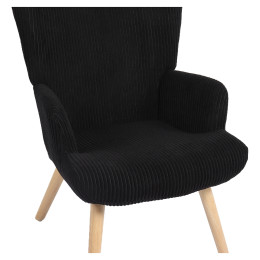 Πολυθρόνα ArteLibre LIRA Μαύρο Ύφασμα Κοτλέ/Ξύλο 94.5x64x70.5cm