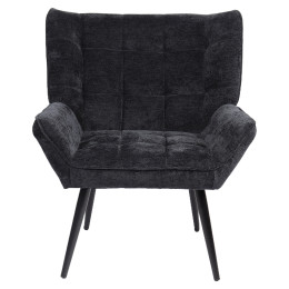 Πολυθρόνα ArteLibre TIVA Μαύρο Ύφασμα Σενίλ/Μέταλλο 84x78x77cm