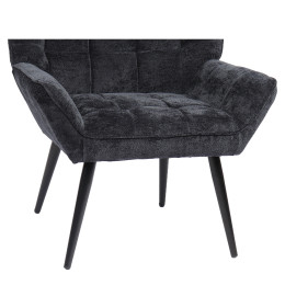 Πολυθρόνα ArteLibre TIVA Μαύρο Ύφασμα Σενίλ/Μέταλλο 84x78x77cm