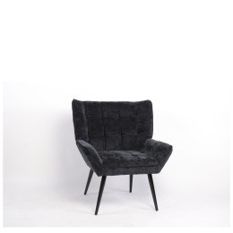 Πολυθρόνα ArteLibre TIVA Μαύρο Ύφασμα Σενίλ/Μέταλλο 84x78x77cm