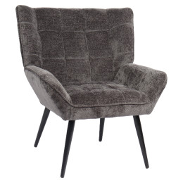 Πολυθρόνα ArteLibre TIVA Γκρι Σκούρο Ύφασμα Σενίλ/Μέταλλο 84x78x77cm
