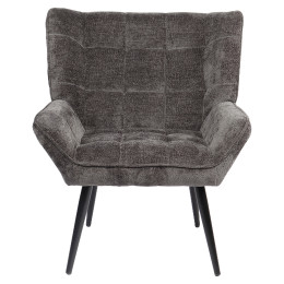 Πολυθρόνα ArteLibre TIVA Γκρι Σκούρο Ύφασμα Σενίλ/Μέταλλο 84x78x77cm