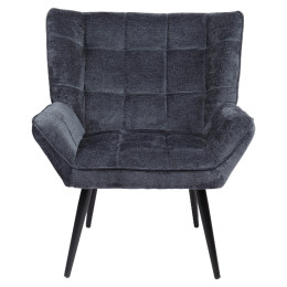 Πολυθρόνα ArteLibre TIVA Μπλε Ύφασμα Σενίλ/Μέταλλο 84x78x77cm