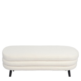 Παγκάκι Ottoman ArteLibre TONDO Λευκό Ύφασμα Teddy/Μέταλλο 42x112x44cm