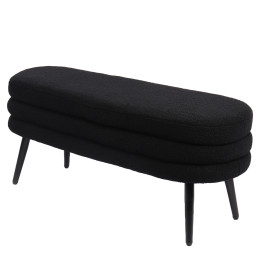 Παγκάκι Ottoman ArteLibre TONDO Μαύρο Ύφασμα Teddy/Μέταλλο 42x112x44cm