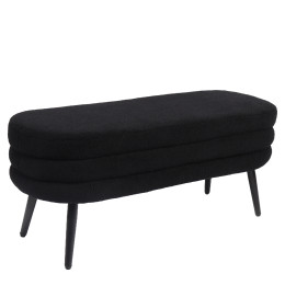 Παγκάκι Ottoman ArteLibre TONDO Μαύρο Ύφασμα Teddy/Μέταλλο 42x112x44cm