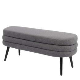 Παγκάκι Ottoman ArteLibre TONDO Γκρι Ύφασμα Teddy/Μέταλλο 42x112x44cm