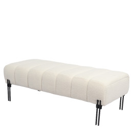 Παγκάκι Ottoman ArteLibre KUBO Λευκό Ύφασμα Teddy/Μέταλλο 40x116.5x50cm