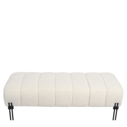 Παγκάκι Ottoman ArteLibre KUBO Λευκό Ύφασμα Teddy/Μέταλλο 40x116.5x50cm