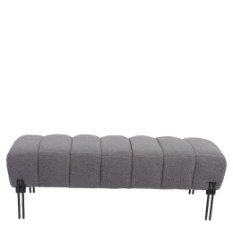 Παγκάκι Ottoman ArteLibre KUBO Γκρι Ύφασμα Teddy/Μέταλλο 40x116.5x50cm