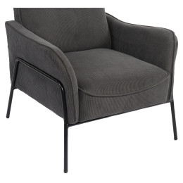 Πολυθρόνα ArteLibre ELAN Γκρι Σκούρο Ύφασμα Κοτλέ/Μέταλλο 94x77x82cm