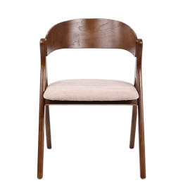 Καρέκλα Τραπεζαρίας ArteLibre LAODICE Καφέ/Καρυδί Ξύλο/Ύφασμα 52.5x56x83cm