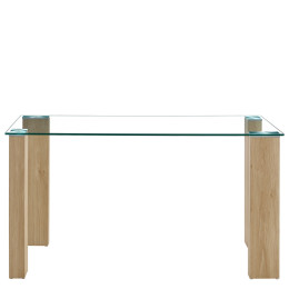 Τραπέζι Τραπεζαρίας ArteLibre ASHMOOR Φυσικό Γυαλί/Ξύλο 140x80x75cm
