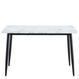 Τραπέζι Τραπεζαρίας ArteLibre IRWELL Λευκό Μάρμαρο/Μαύρο Μέταλλο/Μοριοσανίδα 120x80x75cm