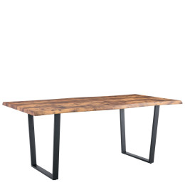 Σετ Τραπεζαρία (2+1) ArteLibre NORTHAM Καρυδί/Μαύρο Μέταλλο/Ξύλο