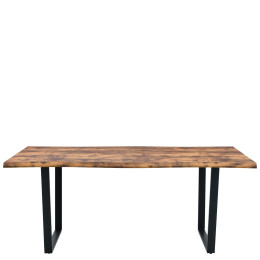 Σετ Τραπεζαρία (2+1) ArteLibre NORTHAM Καρυδί/Μαύρο Μέταλλο/Ξύλο