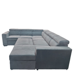 Καναπές Γωνιακός ArteLibre AVELON Γκρι Σκούρο Ύφασμα/Ξύλο 249x312x82cm