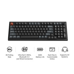 Keychron v5 Ultra (V5u-d4) Qmk/via 8k Wireless Custom Mechanical Keyboard Banana Switch rgb 96% us