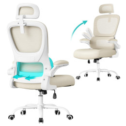 Songmics Εργονομική Περιστρεφόμενη Καρέκλα Γραφείου 64 x 71.5 x 116-135 cm Mesh, Μπεζ (Obn041l01) (Sngobn041l01)