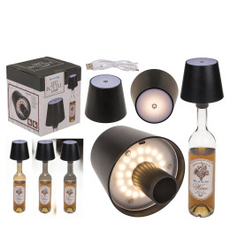 Επιτραπέζιο Φωτιστικό LED Φορητό Για Μπουκάλι Μαύρο Πλαστικό 11x10.5cm