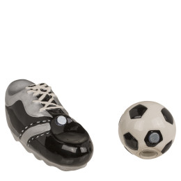 Αλατοπίπερο Παπούτσι Και Μπάλα Ποδοσφαίρου Με Μαγνήτη Δολομίτης 11.5x7.5x5cm Σετ 2Τμχ