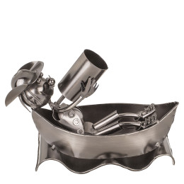 Θήκη Κρασιού Πότης Στην Μπανιέρα Ασημί Μέταλλο