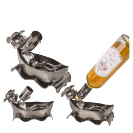 Θήκη Κρασιού Πότης Στην Μπανιέρα Ασημί Μέταλλο