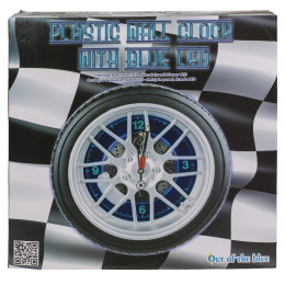 Ρολόι Τοίχου Ρόδα Αυτοκινήτου Με 16 LED Πλαστικό Φ35cm