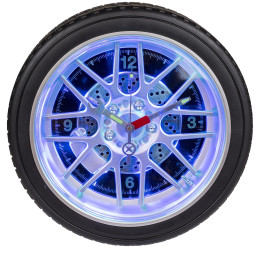 Ρολόι Τοίχου Ρόδα Αυτοκινήτου Με 16 LED Πλαστικό Φ35cm