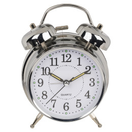 Ρολόι Επιτραπέζιο Με Ξυπνητήρι Ασημί Μέταλλο 17x11cm
