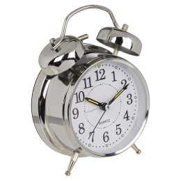 Ρολόι Επιτραπέζιο Με Ξυπνητήρι Ασημί Μέταλλο 17x11cm