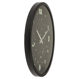 Ρολόι Τοίχου Διάστημα Φωσφοριζέ Μαύρο Πλαστικό Φ30cm