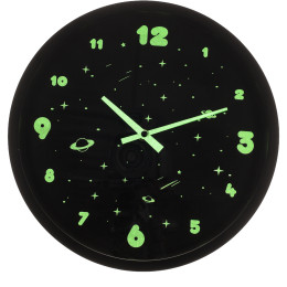 Ρολόι Τοίχου Διάστημα Φωσφοριζέ Μαύρο Πλαστικό Φ30cm