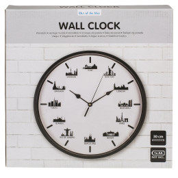 Ρολόι Τοίχου Skylines Λευκό/Μαύρο Πλαστικό Φ30cm