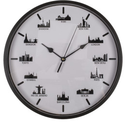 Ρολόι Τοίχου Skylines Λευκό/Μαύρο Πλαστικό Φ30cm