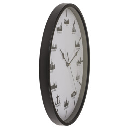 Ρολόι Τοίχου Skylines Λευκό/Μαύρο Πλαστικό Φ30cm