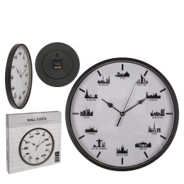 Ρολόι Τοίχου Skylines Λευκό/Μαύρο Πλαστικό Φ30cm