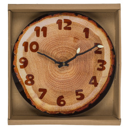 Ρολόι Τοίχου Κορμός Δέντρου Καφέ Πλαστικό 27x30x4cm
