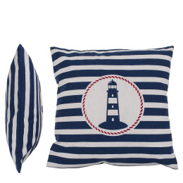 Διακοσμητικό Μαξιλάρι Φάρος Με Φερμουάρ Μπλε/Λευκό 64% Polyester/19% Βαμβάκι/17% Βισκόζη 40x40cm 1Τμχ