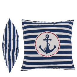 Διακοσμητικό Μαξιλάρι Άγκυρα Με Φερμουάρ Μπλε/Λευκό 64% Polyester/19% Βαμβάκι/17% Βισκόζη 40x40cm 1Τμχ