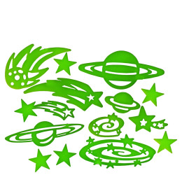 Αυτοκόλλητα Τοίχου Που Φωσφορίζουν Αστέρια Και Πλανήτες Σετ 15Τμχ Σε 3 Σχέδια