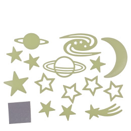 Αυτοκόλλητα Τοίχου Που Φωσφορίζουν Αστέρια Και Πλανήτες Σετ 15Τμχ Σε 3 Σχέδια