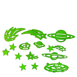 Αυτοκόλλητα Τοίχου Που Φωσφορίζουν Αστέρια Και Πλανήτες Σετ 15Τμχ Σε 3 Σχέδια