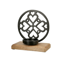 Θήκη Ρεσώ ArteLibre Με Διακοσμητικό Κύκλο Σε Βάση Μαύρο/Φυσικό Αλουμίνιο/Ξύλο 10x18x20cm Σε 3 Σχέδια