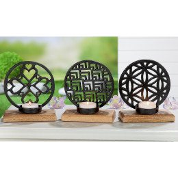 Θήκη Ρεσώ ArteLibre Με Διακοσμητικό Κύκλο Σε Βάση Μαύρο/Φυσικό Αλουμίνιο/Ξύλο 10x18x20cm Σε 3 Σχέδια