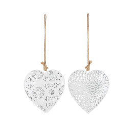 Διακοσμητικό Κρεμαστό ArteLibre Καρδιά Λευκό Μέταλλο 2x15x16cm Σε 2 Σχέδια