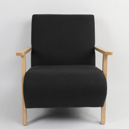 Πολυθρόνα ArteLibre GREVILLEA Μαύρο/Φυσικό Ύφασμα/Ξύλο 82x70.5x85cm
